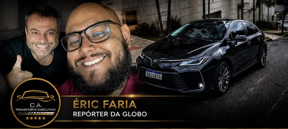 Éric Faria, repórter da Globo, cliente da C.A. Transporte Executivo